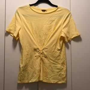 ANN TAYLOR yellow corset tee shirt